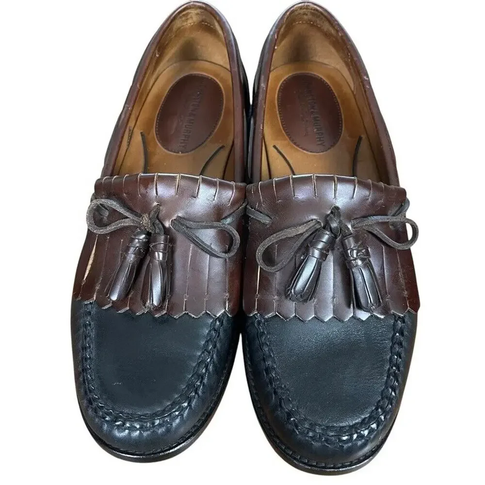 Johnston & Murphy Kiltie Tassle Loafers Black Brown Slip On Mens Shoes 9.5 N